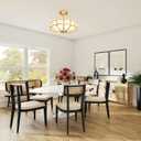Brass Semi-Flush Mount Ceiling Light, Elegant Glass Ceiling Light Fixture for Living Room Hall Bedroom, 23.6"