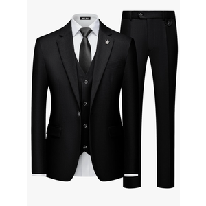 MAGE MALE Mens Suits Slim Fit 3 Piece Tuxedo Suit One Button Solid Prom Wedding Party Blazer Vest Pants Set with Tie, Size M