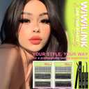 Lash Clusters Kit with Spikes Lashes Clusters Wispy 60D+80D+100D+200D Manga Eyelash Clusters D Curl 456PCS Cluster Eyelash Extensions Volume 12-18mm Individual Anime Lashes Kit Bond&Seal by WiWiLINK