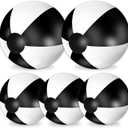 Whaline 5Pcs Inflatable Beach Ball 24 & 16 Inch Round Pool PVC Balls Cute Game Toys (Black)