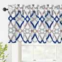 DriftAway Alexander Blackout Valances for Windows Thermal Insulated Kitchen Topper Geometric Moroccan Mid Century Pattern Match Thick Bathroom Curtain Valance Rod Pocket 52 Inch by 14 Inch Navy/Gray