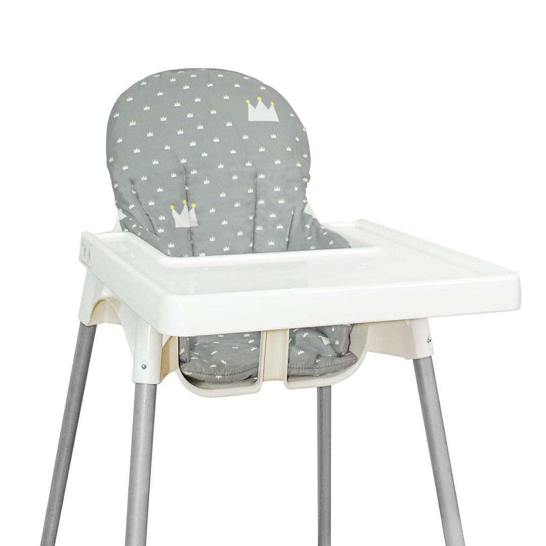 for IKEA High Chair Cushion, High Chair Pad for IKEA Antilop Highchair, Cotton Non-Slip, Soft, Baby Sitting More Comfortable (Gray Crown)