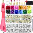 Worthofbest Hotfix Rhinestone Setter, Hot Fix Applicator Tool Bedazzler Kit with rhinestones, Kit, Hot Fixed Wand for Clothes Clothing Fabric Crafts, 5000 Pcs, AB Crystal, Clear, 3 Gems Sizes, Tips