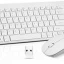 Wireless Keyboard and Mouse Combo, Compact Quiet Wireless Keyboard and Mouse Set 2.4G Ultra-Thin Sleek Design for Windows, Computer, Desktop, PC, Notebook, Laptop-White