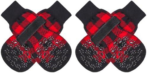 EXPAWLORER Anti-Slip Dog Socks-Double Sides Grips Traction Control on Hardwood Floor,Dog Shoes for Hot/Cold Pavement,Best Paw Protector,Prevents Licking,for Puppy Medium Senior Dogs