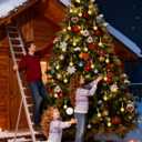 8.8Ft Vintage Christmas Bubble Lights, Outdoor Tree Lights with 10 Gold Glitter Bulbs, C7/E12 Candelabra Base, 5W String Lights with Gold Liquid Great for Indoor Xmas Celebrations Decorations (Clear/Golden Onion)