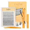 Eyelash Clusters 10-18mm Lash Clusters Wispy Kit D Curl DIY Cluster Lash Extension Kit Individual Lashes Kit With Bond & Seal, Glue Remover, Tweezers(LF04 Lashes Set)