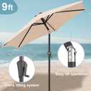 FLAME&SHADE Patio Umbrella Outdoor with Push Button Tilt, 9 ft Beige | UV Protection, Waterproof, Porch Deck Umbrella for Pool, Lawn, Table, Garden, Backyard, Provides Shade