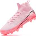 HRJR Mens Soccer Cleats Football Cleats High-Top Sneaker Pink, 5.5
