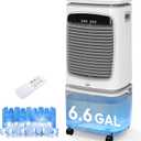 Evaporative Air Cooler  3 in 1 Swamp Cooler, 6.6 Gallon Portable Air Conditioner with 120 Oscillation, 4 Ice Box, 12H Timer, Remote, 3 Modes & 3 Speeds Cooling Fan for Home & Office