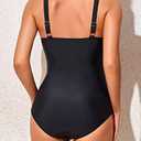 Smismivo Tummy Control Swimsuits for Women Slimming One Piece Bathing Suit Retro Ruched Push Up Vintage Padded Swimwear (XXL, Black)