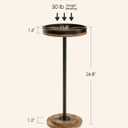 Masupu Drink Table, Round Side Table for Small Spaces, Pedestal Small End Table with Metal Base, for Living Room, Bedroom, Bathroom, Rustic Brown+Black(Lip)