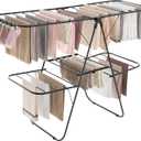 SONGMICS Clothes Drying Rack, Foldable 2-Level Laundry Drying Rack, Free-Standing Laundry Airer, with Height-Adjustable Wings, 33 Drying Rails, Sock Clips, Black ULLR053B01V1, 2 Tiers22"D x 61.8"W x 64.3''H )