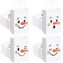 Kolldenn 48 Pcs Snowman Paper Gift Bags with Handles Winter Goodie Bags Bulk Cute Candy Treat Storage for Holiday Birthday Baby Shower Party Favor Supplies