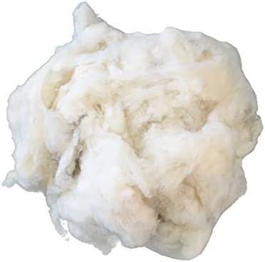 200g Carded Scoured Felting Wool，Wool Filler for Stuffing, Needle Felting, Blending and Dryer Balls, Natural White