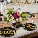 96Pcs 80th Birthday Party Tableware Set,Back in 1965 Birthday Party Decorations Supplies, Disposable Black and Gold 80th Birthdays Paper Plates Napkins Forks Favors for Men Women, Serve 24