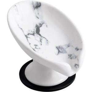 Soap Dish, Marble Soap Holder Self Draining Leaf Shape Soap Dishes,Ceramic soap Holder for ShowerBathroom Sink, Kitchen (1, Marble) (Small Size-marble)