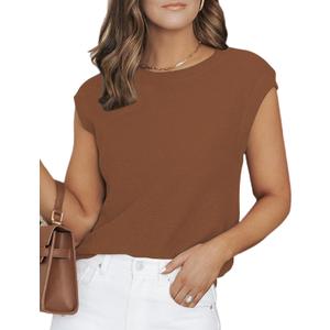 CiCiBird Women Summer Cap Sleeve Sweaters Knit Crew Neck Pullover Tank Tops 2025 Casual Trendy Shirt (XL)
