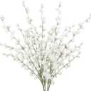 IPOPU White Delphinium Artificial Flowers,5PCS Silk Larkspur Faux Flowers 45.6in Tall Fake Flowers for Floor Vase Table Centerpieces Wedding Home Decor (White)