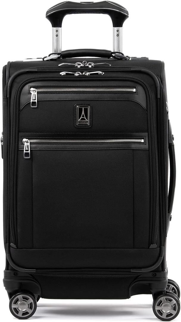 Travelpro Platinum Elite Softside Expandable Carry on Luggage, 8 Wheel Spinner Suitcase, USB Port, Laptop and Tablet Sleeves, Men and Women, Shadow Black, Carry On 20-Inch