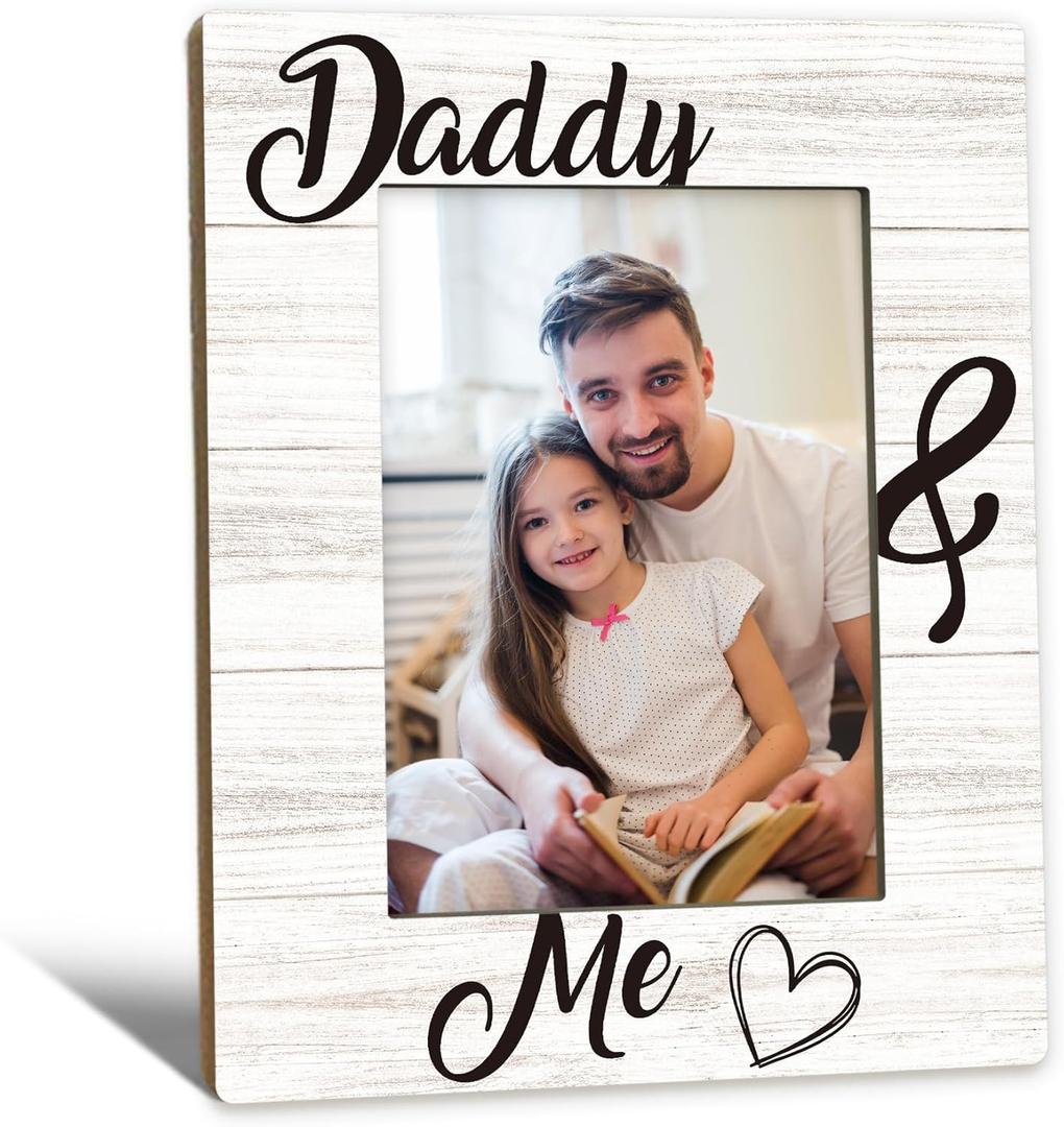 Daddy Gifts Picture Frame 5x7, Dad and Daughter Photo Frame, Christmas Fathers Day Birthday Gifts for Dad from Kids Son Daughter, Daddy and Me Wooden Picture Photo Frames for Desk Room Decor