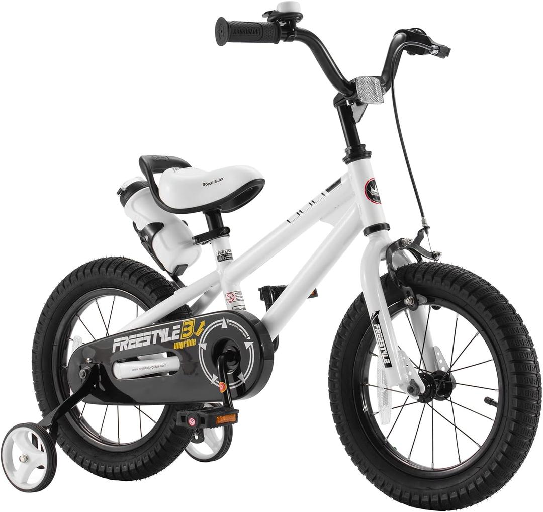 RoyalBaby Kids Bike EZ Freestyle Training Free Balance to Pedal Easy Learning Bicycle, 12-18 Inch for Toddlers to Big Kids (White)
