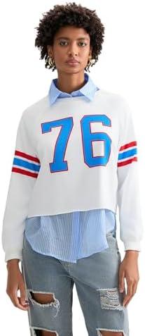 Oversized Sweatshirt for Women Y2K Graphic Crewneck Pullover Sweater Loose Fit Long Sleeve T-Shirt Tops People Doop Sweatshirts FP Dupes Vintage Star Striped Print Cute Fall Clothes size m