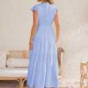Summer Split Tiered Dress - A-Line Flowy Tiered Maxi Dress : 2025 Causal Wrap V Neck Ruffle Sleeve Beach Sundress(Blue) (Blue)