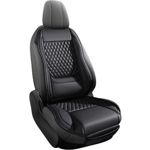 Premium Perforated Napa Leather Car Seat Covers Semi Universal Fit with Lumbar Support, Storage Bag for SUV Sedan Truck (Black, Front Row Single seat)