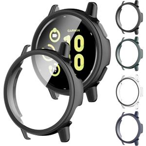 Screen Protector Case for Garmin vvoactive 5 Smartwatch, [4-Pack] Hard PC Bumper & Tempered Glass Film Replacement Accessories for Garmin vivoactive 5 (Black/Green/Navy Blue/Clear)