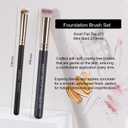 2 x ENERGY Concealer Brush Set - Mini Flat Top Kabuki Brush Slant Concealer Brush for Eyebrows Eyeshadow Under Eye Setting Powder for Liquid Cream Powder Blending