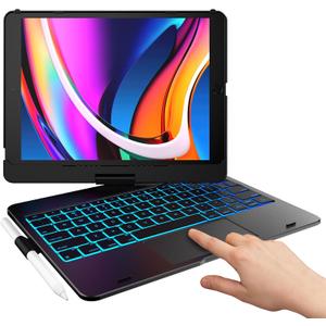 typecase Touch for iPad 9th Generation Case with Keyboard (10.2", 2021),Multi-touch Trackpad,10 Color Backlight, 360 Rotatable, Thin & Light for 8th Gen (2020),7th Gen (2019), Air 3,Pro 10.5 (Black).