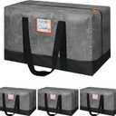 4 Pack Moving Bags Heavy Duty, 115lb Capacity Storage Bags for Clothes, Large Packing Tote with Strong Handles, Internal Compression Straps, Alternative to Moving Boxes -103L, Grey and Black