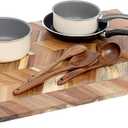 Noodle Board Stove Cover Wood with Handles, Wooden Stovetop Cover Board for Gas Stove and Electric Stove Top, kitchen sink cover for counter space, Acacia, Size 22 x 29.5 Inch