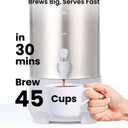 SYBO 45 Cup Coffee Urn, 6L Commercial Stainless Steel Coffee Maker & Hot Water Dispenser, Fast Brewing Percolator with Removable Filter, Easy Clean, Cool-Touch Handles, Catering, Office & Events, Grey