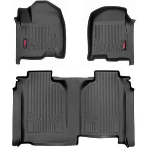 Rough Country All Weather Floor Mats Set for Chevy/GMC 1500 (2019-2024) - Custom Fit Rubber Floor Mats, Bucket Seat Rubber Truck Mats, Durable, Waterproof Truck Floor Mats