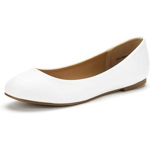 DREAM PAIRS Women's Sole-Simple Ballerina Walking Flats Shoes (5.5, White)