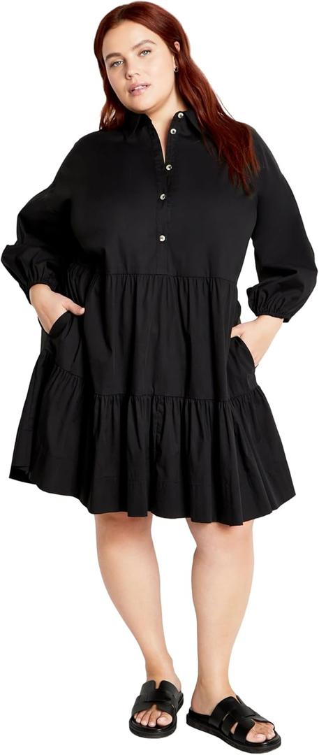 City Chic Women's Plus Size Dress - Kiara Mini, 16, Black