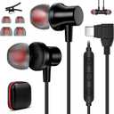 Jelanry USB C Earbuds Wired Headphones with Mic for iPhone 17 16 15 iPad Air Pro, Elbow Magnetic in-Ear Type-C Earphones HiFi Stereo Volume Control for Samsung Flip Fold 6 Galaxy S25 S24 Oneplus 13 12