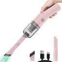 Portable Mini Car Vacuum Cleaner Pink, High Power Cordless(400g) Handheld Rechargeable Vacuum Cleaner for Desk V06