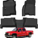 Floor Mats 1999-2006 for Chevy Silverado & GMC Sierra Crew Cab | 1500 2500 2500HD 3500HD, 2007 Silverado Sierra Classic Body, 2000-2006 Suburban/Yukon XL/Escalade ESV (2nd Row Bench Seat)