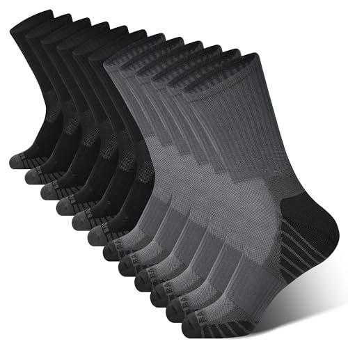 BAMBOO COOL Men's Crew Socks Athletic Running Sports Socks, Cushioned Moisture Wicking, Breathable Arch Support 6 PackXL