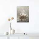 Framed Zen Meditation Lotus Floral Plant Canvas Wall Art, Spiritual Bathroom Yoga Spa Room Decor, Flower Of Life Pictures Paintings Print Artwork Ready To Hang (16"x24