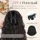 SOFEIYAN Ponytail Extension, 16 inch Claw Clip Ponytail Extension Wavy Curly Ponytails Synthetic Pony Tails Hair Extensions Natural Fake Hairpiece for Women - Dark Brow