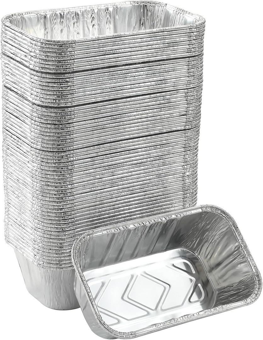 Waytiffer 100 Pack 1Lb mini Loaf Pans Heavy Duty Disposable Aluminum Foil Bread Tins Standard Size 6" X 3.5" X 2.5" Oven Safe Sturdy Small Bread Tin Pans 1 Pound Loaf Pans