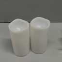 Eldnacele Waterproof Flameless Flickering Candles with 6 Hours Timer, Indoor Outdoor White LED Plastic Battery Operated Pillar Candles Pack of 2 for Wedding Festival White, D3x H 6