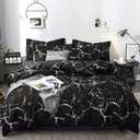 KAREVER Black Comforter Set Boys Black Marble Bedding Set Twin Lightweight Soft Blanket Teen Boy Girls Breathable Black Marble Quilt Set 3 PCs Bed Comforter Set (Twin/Twin XL(68''*90''))