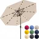 10FT Solar Patio Umbrella with Lights, Outdoor Table Market Umbrella with 32 LED Lights, 8 Sturdy Ribs, Push Button Tilt and Crank for Pool, Deck and Garden, UV-Resistant