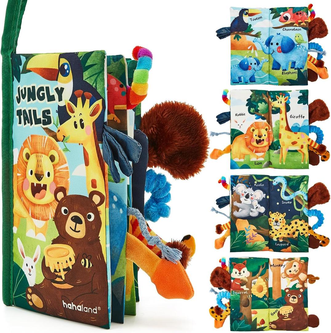 Hahaland Baby Books 0-6 Months,Infant Tummy Time Toy Sensory Toys 6 to 12 Months Touch Feel Book Travel Toy Gifts for Boy Girl 0-3 Month Baby Shower Birthday Easter Basket Stuffers (Single)