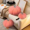 RoseCraft Pumpkin Pillows, 3Pcs Throw Pillows Cushion Fall Thanksgiving Decorations, Autumn Fluffy Stuffed Plush Bedroom Sofa Supplies Home Indoor Decor, 12/10/8 Inches - Pink.
